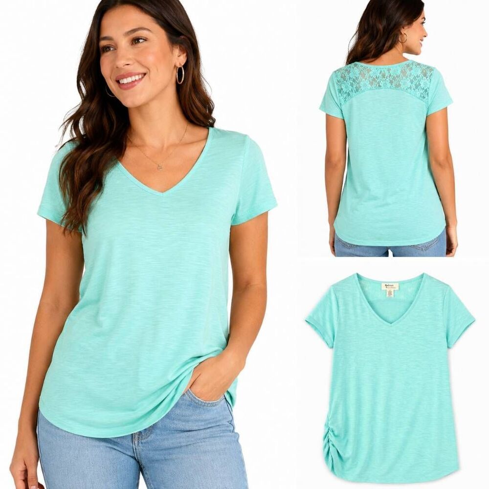 Madison & Berkeley Women’s Lace Back Top Large Mint
